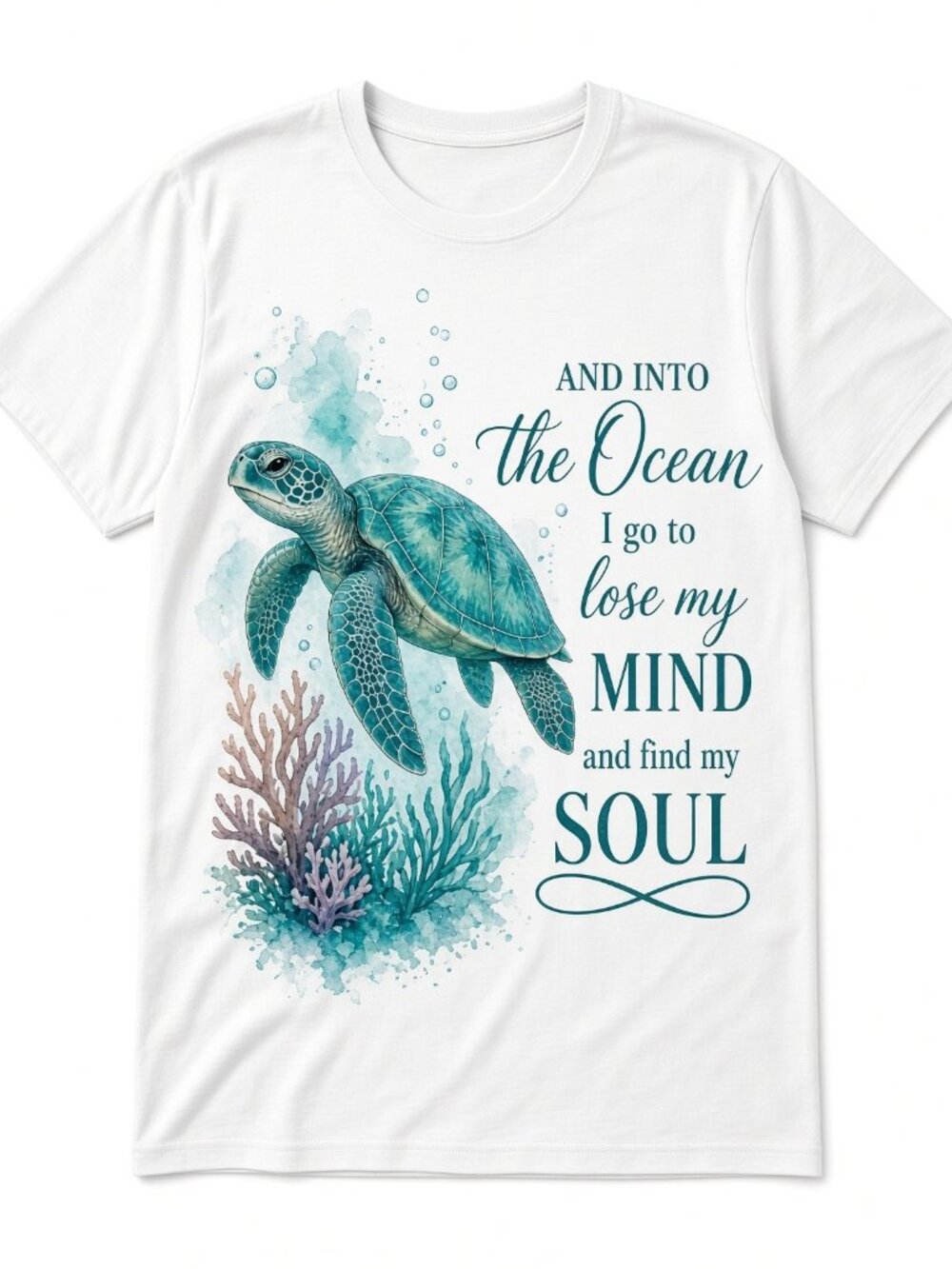 4pcs 10" Sea Turtle DTF Transfer And Into The Ocean I Go Find My Soul Iron On